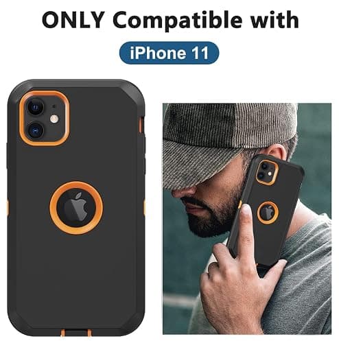Aimoll-88 for iPhone 11 Case, with Built in Screen Protector Heavy Duty Drop Protection, Full Body Rugged Shockproof Dust Proof 3- Layer Tough Protective Phone Cover for Apple iPhone 11 Black/Orange thumbnail 2