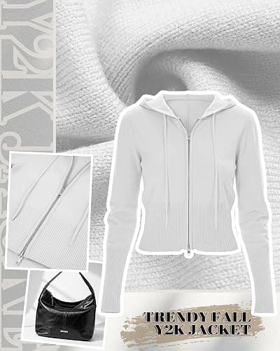 Oakgarden Women's Cropped Zip up Hoodies Long Sleeve Fitted Sweater Pullover Ribbed Knit Casual Trendy Fall Y2k Cardigans thumbnail 3