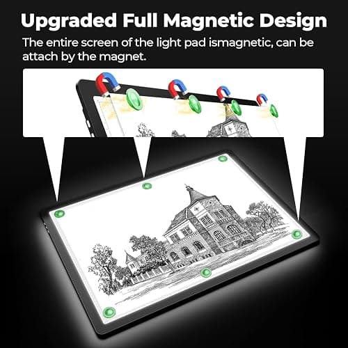 Zocelight Rechargeable A2 Light Pad 25.2" x 18.4",Magnetic Light Board for Diamond Painting,Physical Buttons,US Adapter,3 Colors,Stepless Dimming Light Box for Tracing, Light Table Sketching,Drawing thumbnail 5