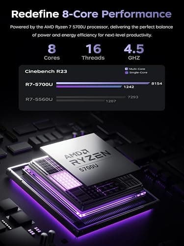 MALLRACE Gaming Laptop,AMD Ryzen 7 5825U(Beat Intel i7-1255,up to 4.5GHz), Radeon RX Vega 8 Graphics,15.6" FHD Display,16GB RAM 1TB NVMe SSD Laptop Computer with Numeric KB,Type_C (Full Function) thumbnail 3