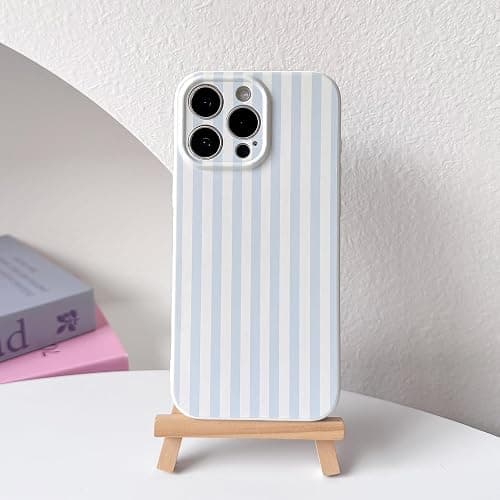 Lovmooful Compatible for iPhone 13 Pro Case Cute Color Striped with Aesthetics Design for Girls Women Soft TPU Shockproof More Protective Girly for iPhone 13 Pro Case-Blue thumbnail 2