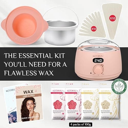 KOTAMU Wax Kit Pink Digital Hair Removal Waxing Kit for Women & Men Hot Wax Warmer Pot for Face, Eyebrow, Body, Brazilian, Bikini, Sensitive Skin Waxing Machine with 25 Accessories for Home Salon thumbnail 4