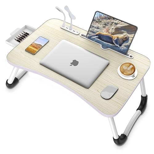Zapuno Laptop Lap Desk, Foldable Laptop Table Tray with 4 USB Ports Storage Drawer and Cup Holder, Lap Bed Desk Notebook Stand Laptray Portable Standing Table for Bed Couch Floor thumbnail 8