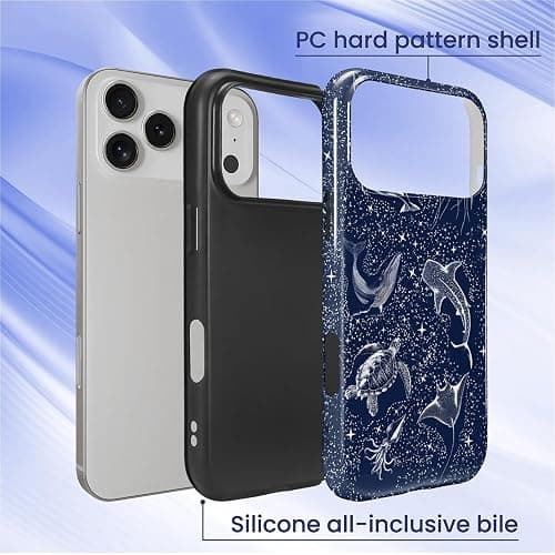 DAIZAG Compatible with iPhone 17 Pro Case,L2 Starry Sky Whale Shark Turtle Dual Layer Shockproof Protective Hybrid Case thumbnail 2