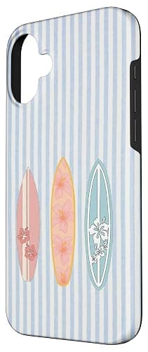 Aesthetic Summer Beachy Blue Stripes Surf Surfing Collage Case for iPhone 16 Plus thumbnail 2