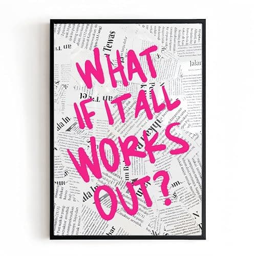 What If It All Works Out Wall Art Canvas – Trendy Newspaper Style Poster Print – Inspirational Quote – Motivational Wall Decor for Bedroom, Dorm, Office – Unframed - Image 1