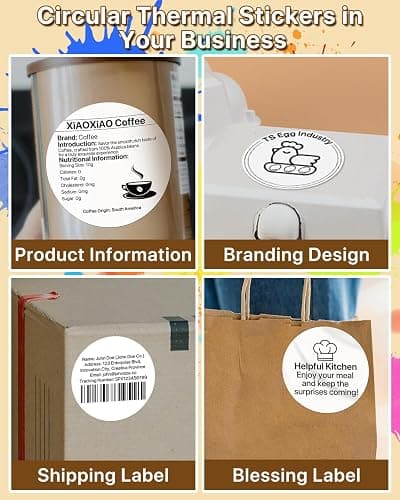 TuSamper 3 Inch (76.2mm x 76.2mm) Round Thermal Printer Label Stickers Self-Adhesive Circle Convenient Multi-Purpose Blank 3" Sticker Roll for Family Classification, Gift Sealing, White (500Pcs) thumbnail 4