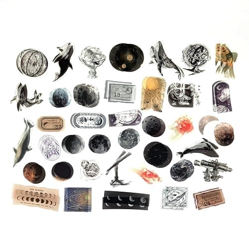 Esweny 200 Pieces Vintage Ephemera Scrapbooking Supplies Pack for Journaling, Decoupage Paper Scrapbook Stickers Kit for Junk Journal Planners Collage Craft Notebooks Album (Space and Sea) thumbnail 6