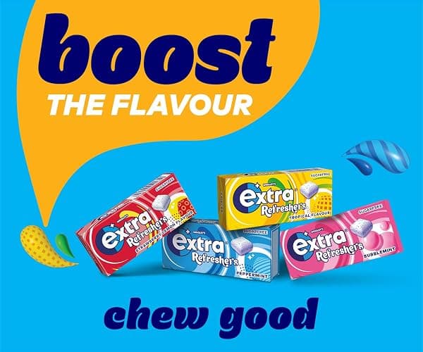 Wrigley's Extra Refreshers Chewing Gum, Bubblemint Flavour, 16 Packs of 7 Pieces, Sugar Free Bulk Pack with Xylitol (112 pieces) thumbnail 8