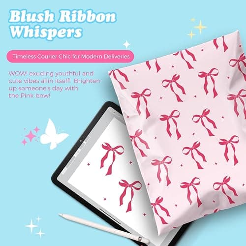 Fuxury Poly Mailers 10x13 Inch 50Pcs Shipping Bags for Clothing Strong Adhesive Shipping Envelopes for Small Business Self Seal Pink Bows Poly Bag Mailing Envelopes thumbnail 7