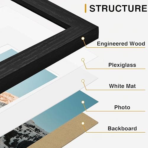 Vittanly 15 Pack Picture Frames Collage Wall Decor for Mounting or Tabletop Display, Gallery Frame Set for Family, Multi Sizes Including 3pcs 8x10, 6pcs 5x7, 6pcs 4x6, Black thumbnail 6