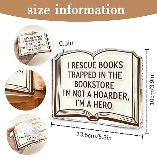 Book Counter Sign Book Lover Gifts for Women Men Acrylic Decorations Plaque | Bookish Gifts Decor for Home Bedroom Study Room Bookshelf Library Books Themed Gift Birthday Christmas Decoration for Friends thumbnail 3
