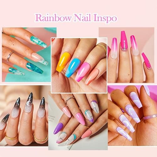 AZUREBEAUTY 42Pcs Dip Powder Nail Kit Starter, 32 Colors Spring Rainbow Bright Pink Red Green Acrylic Dipping Powder Set with Top/Base Coat Activator for French Art Manicure DIY Salon Gift thumbnail 5