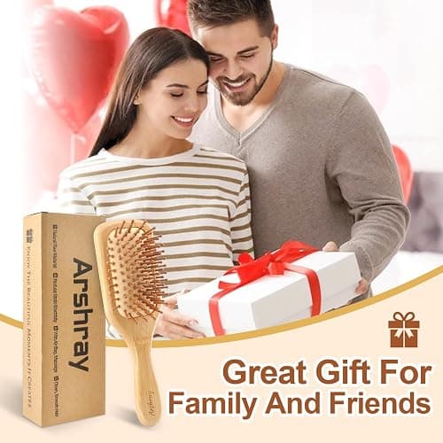 Arshray Wooden Bamboo Hair Brush with Wooden Handle and Bamboo Bristles,Reduces Static,Ideal for Dry,Curly,Thick,Thin and Straight Hair thumbnail 6