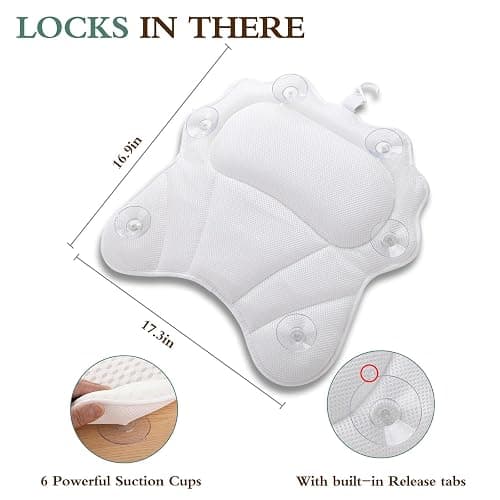 Ruvince - Oreiller de Bain Ergonomique de Luxe avec Soutien de la tête, du Cou, des épaules et du Dos - 4D - pour Baignoire - avec 6 ventouses puissantes, s'adapte à Toutes Les baignoires, spas thumbnail 2
