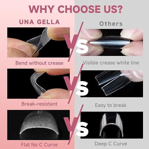 UNA GELLA Medium Square Gel Nail Tips Half Matte 312pcs Medium Square Gel Nails Full Cover False Acrylic Nails Tips for Press On Nails DIY Art Salon Nail Extensions, 12 Sizes thumbnail 5