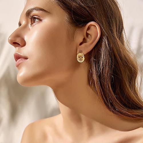 18K Gold Filled Knot Earrings for Women, Elegant Dangle Drop Earrings, Timeless Luxury Jewelry Gift for Her thumbnail 5