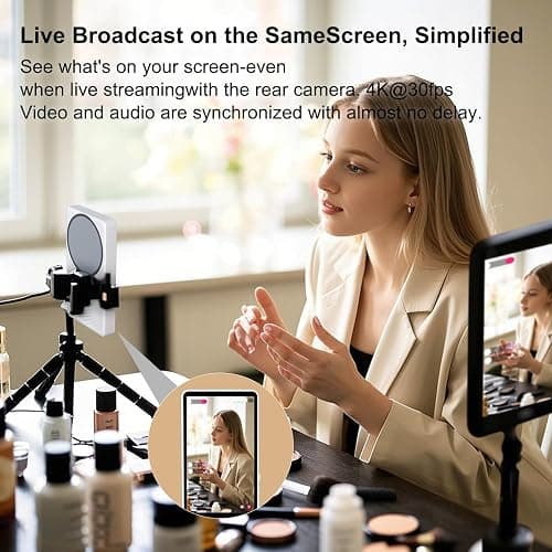 YXYaoZhengYiGeYi Selfie Monitor Screen for iPhone/Android, Magnetic Phone Vlog Back Camera Monitor with Bluetooth Remote, Wireless Recording Selfie/Live Streaming/TikTok thumbnail 8