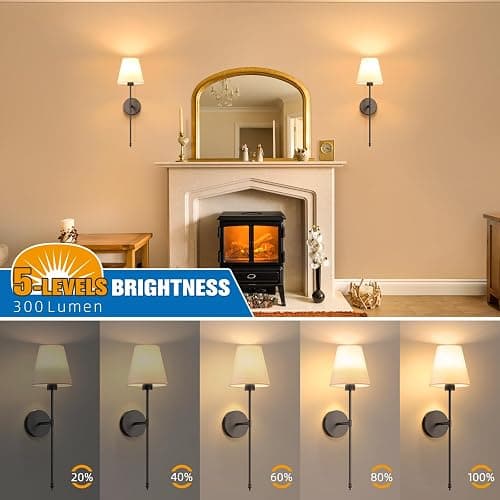 NIORSUN Battery Operated Wall Sconce Set of 2,Black Rechargeable Wall Lights with 10400mAh Dimmable Bulbs and Remote,10 Colors Wireless Wall Lamps for Bedroom Living Room Hallway Decor thumbnail 5