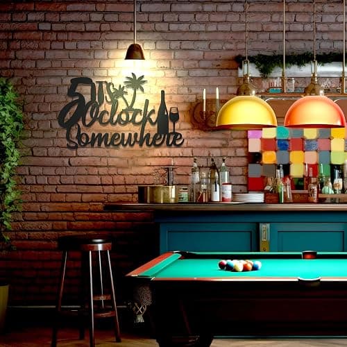 Zzbakress Metal Bar Sign 'It's 5 O'clock Somewhere' - Vintage Wall Decor, Black, For Home Bar Kitchen Living Room thumbnail 5