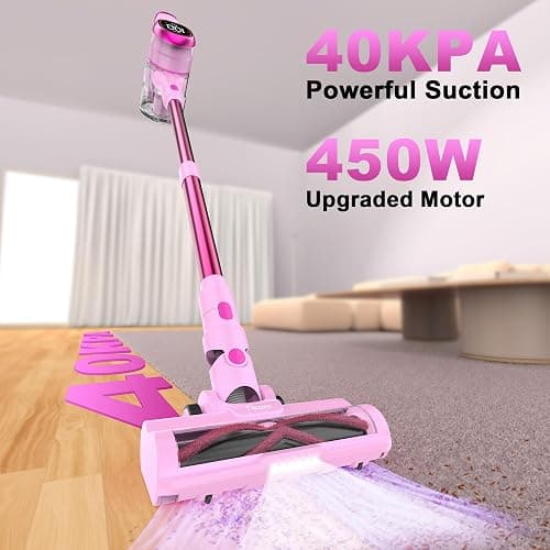 Tikom V500 Cordless Vacuum Cleaner for Home, 40000Pa/450W Stick Vacuum with LED Touch Screen, Charging Wall Dock, Anti-Tangle, Lightweight Handheld Vacuum for Pet Hair, Hard Floor, Carpet thumbnail 2