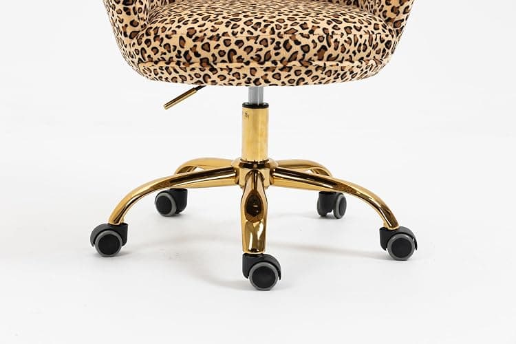 ZOBIDO Comfy Home Office Task Chair with Wheels, Cute Modern Upholstered Velvet Seashell Back Adjustable Swivel Vanity Desk Chair, for Women, for Girls, Living Room(Leopard Stripe) thumbnail 9