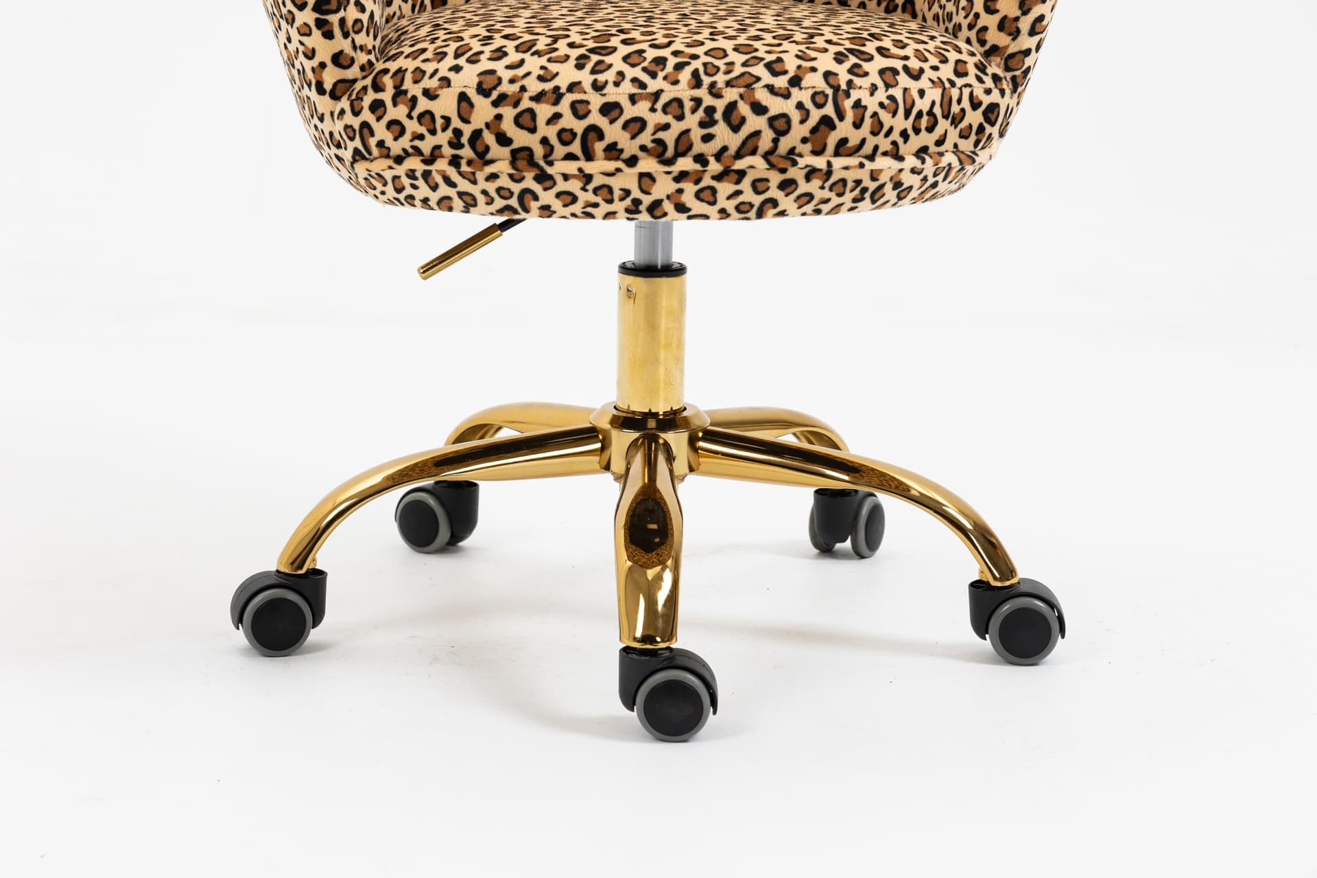 ZOBIDO Comfy Home Office Task Chair with Wheels, Cute Modern Upholstered Velvet Seashell Back Adjustable Swivel Vanity Desk Chair, for Women, for Kids, for Girls, Living Room(Leopard Stripe) thumbnail 9