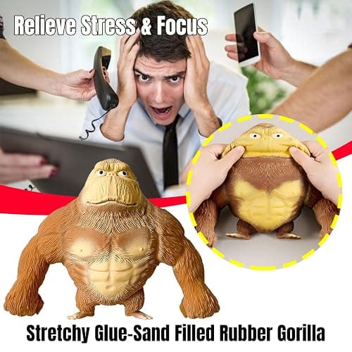 YHan Stretchy Monkey Fidget Toy Squishy Stress Relief for Kids & Adults, Gorilla Squishy Toy, Stretchable & Squeezable Sensory Toys for Anxiety Relief (Medium, Brown) thumbnail 5