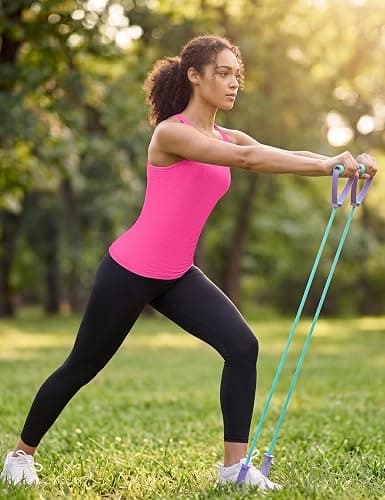 Missclub 3 Pack Workout Tank Tops for Women with Built in Bra Ribbed | with Removable Pads, Seamless, Racerback, Scoop Neck, Athletic Running Gym Yoga Tops, High Stretch Fabric, Hip Length, Soft thumbnail 3