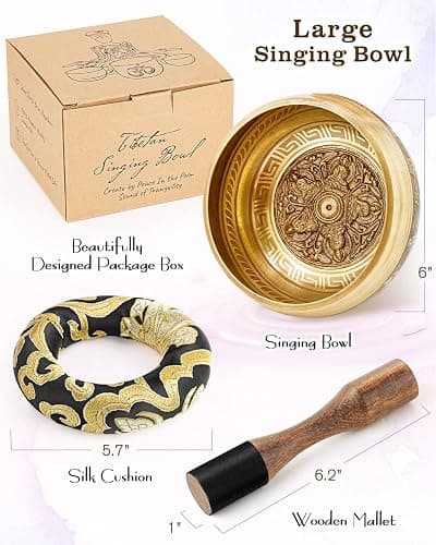 Tibetan Singing Bowls, Authentic Meditation Sound Bowls Handcrafted in Nepal for Yoga, Chakra Healing, Mindfulness, Self Care Spiritual Gifts for Women thumbnail 5