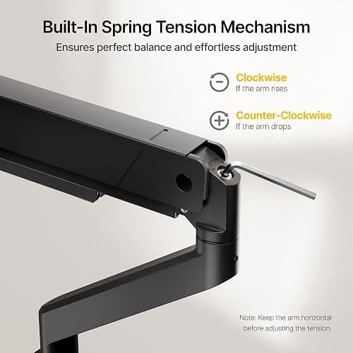 monTEK Single Monitor Arm for Max 45 Inch Ultrawide Screens Adjustable Monitor Desk Mount Holds 35 Lbs Cable Management with Clamp/Grommet Desk Mount, VESA 75/100mm thumbnail 6
