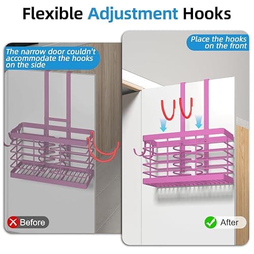 Sevenblue Hair Tool Organizer, 3-in-1 Universal Hair Dryer Holder, Adjustable Height Metal Blow Dryer Holder Wall Mounted/Over Cabinet Door/Free-Standing (Pink) thumbnail 6