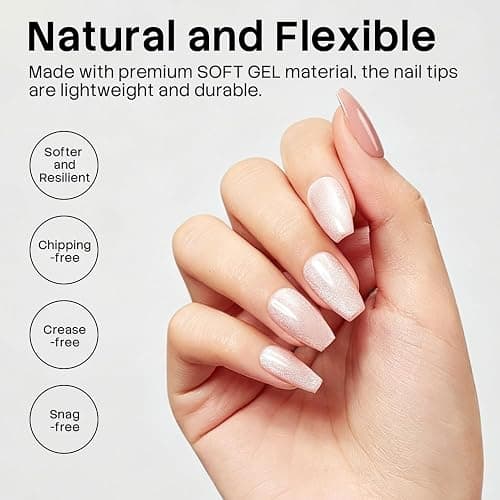 SINZSUE Medium Coffin Soft Gel Nail Tips - 240Pcs 15 Sizes Pre-Buffed Matte Full Cover False Nails, Soak Off Semi-Transparent Gel Tips for DIY Manicure thumbnail 3