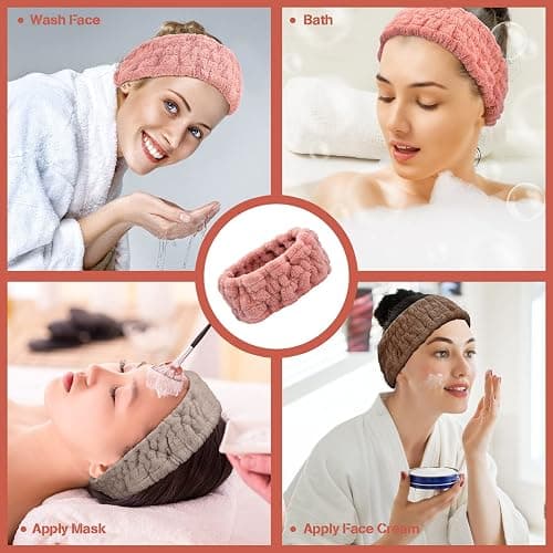 Chuangdi 3 Pieces Spa Headband for Women Facial Makeup Headband Soft Terry Cloth Hairband for Washing Face Mask Spa Shower Gifts(Pink, Gray, Dark Brown) thumbnail 7