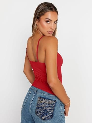 Trendy Queen Womens Adjustable Camisole Sleeveless Square Neck Spaghetti Strap Tank Tops Basic Shirt thumbnail 5