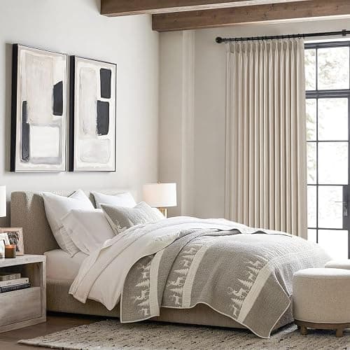 Topfinel Oatmeal Pinch Pleated Linen Curtains 105 Inch Length 2 Panels for Living Room Bedroom Semi Sheer Window Curtain Boho Neutral Back Tab Pinch Pleat Drape with Hooks 105 Inches Long thumbnail 2