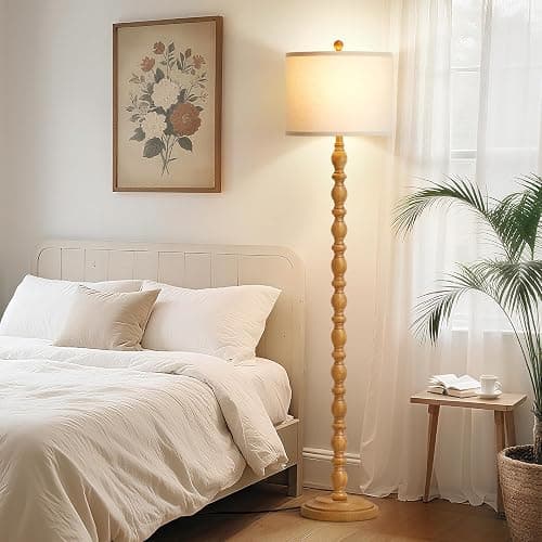 Luvkczc 62" Rustic Floor Lamp with Adjustable Color Temperatures, Retro Farmhouse Standing Lamp for Living Room, Bedroom, Corner, Dining Room - Rotary Switch Resin Floor Lamps for Home (Brown) thumbnail 3