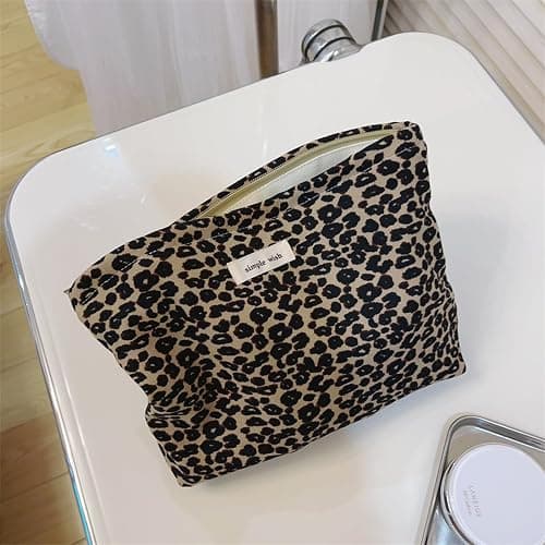 Leopard Makeup Bag Cosmetic Bag for Women and Girls Large Capacity Toiletry Bag Makeup Pouch Canvas Aesthetic Travel Makeup Bag Zipper Pouch (Leopard Print) thumbnail 4