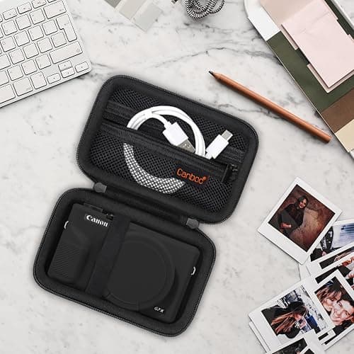Canboc Case for Canon PowerShot G7X Mark III Digital Camera, 1* Hard Carrying Case + 1* Soft Silicone Cover with Removable Lens Cover, Black (Case Only) thumbnail 8