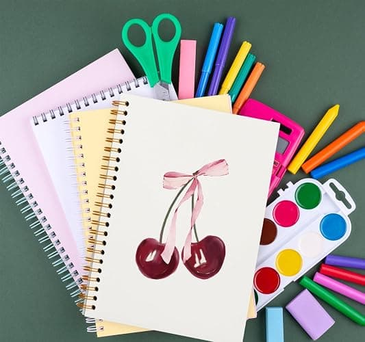 OXW Coquette Pink Bow Cherry Notebook, Cute Girly Gifts Notebook Journal for Women Teen Girls, Coquette Bow Cherry Gifts for Women, Cute Teen Gifts for Girls, Journals for Writing, (5.5'' X 8.3'') thumbnail 6