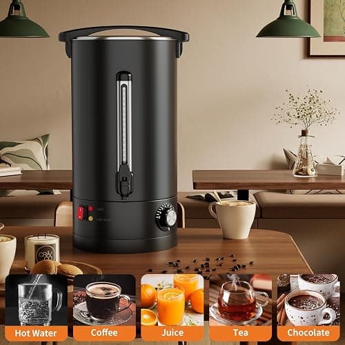 Garvee 18 L/120 Cups Coffee Urn- 4.8 gal Double Wall Commerical Coffee Maker for Buffet Catering Wedding Gathering,Large Capacity Hot Coffee Dispenser,Stainless Steel Hot Water Urn-Black thumbnail 8