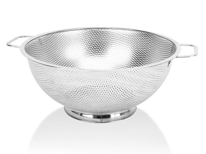 Colander for Kitchen, 3QT, Stainless Steel Colander Strainer with Handle for Fruits Vegetables Cooking Food, Dishwasher Safe - Image 1