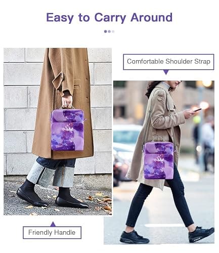 MoKo 12.9 Inch Tablet Sleeve Bag, Fits with 13 Inch New iPad Pro M4 & Air M2 2024, iPad Pro 12.9 M2&M1, Galaxy Tab S8+/S9+ 12.4, Handle Carrying Case with Shoulder Strap, Purple Starry Sky thumbnail 7