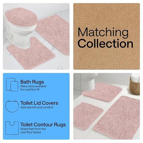 GORILLA GRIP Bath Rug Mat, Thick Soft Absorbent Chenille, Quick Dry Microfiber Mats, Rubber Backing Washable Shower Floor Rugs, US Designed Bathroom Bathmat Home Decor Accessories, 24x17 Dusty Rose thumbnail 8