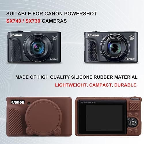 Supmay Gehäuse für PowerShot SX740 HS, SX730 HS Kamera, weiche Silikon Schutztasche abnehmbare Linse Abdeckung, Silikon Abdeckung Gummi weiche Kamera Gehäuse, Braun thumbnail 2