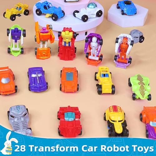 28 Pack Transforming Car Robot Toys for Kids with 14 Styles Mini Vehicle | Transform Party Favors Toys for Boys, Birthday Gifts, School Class Classroom Rewards, Game Prizes and Goodie Bag Fillers thumbnail 7