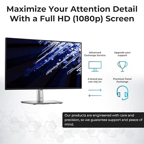 Dell P2425H Computer Monitor Screen 24" 16:9 IPS Display with Stand - 1 Year Warranty, 100Hz Full HD, 1920 x 1080 with Power Cable, Anyhdd DisplayPort, HDMI, USB 3.0 Upstream Cable & Cloth - New thumbnail 6