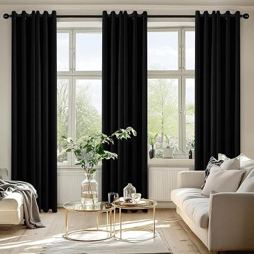 MIULEE Blackout Curtains for Bedroom 2 Panels 40 x 84 Inch Long Black | Thermal Insulated, Halloween Living Room Darkening Grommet Drapes, Noise Reducing, Light Blocking Window Treatments thumbnail 2