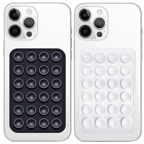 Anteel 2 Pack Silicone Suction Phone Case Mount, Non Slip Sticky Grip for Cellphone, Silicon Adhesive Suction Cup Mount, Strong Grip Holder for Selfies and Videos (Black&White) - Image 1