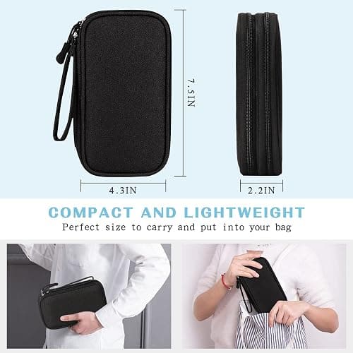FYY Travel Cable Organizer Pouch Electronic Accessories Carry Case Portable Waterproof Double Layers All-in-One Storage Bag for Cord, Charger, Phone, Earphone Black - Small - Black thumbnail 2